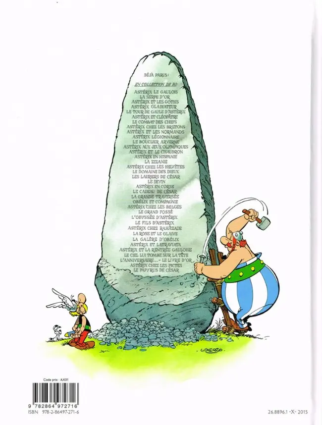Verso de l'album Astérix Tome 36 Le papyrus de César