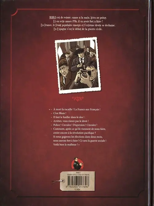 Verso de l'album Les Aventures de Boro, reporter photographe Tome 4 Le Temps des Cerises