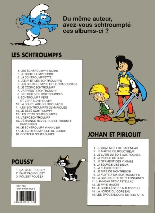 Verso de l'album Johan et Pirlouit Tome 11 L'anneau des Castellac