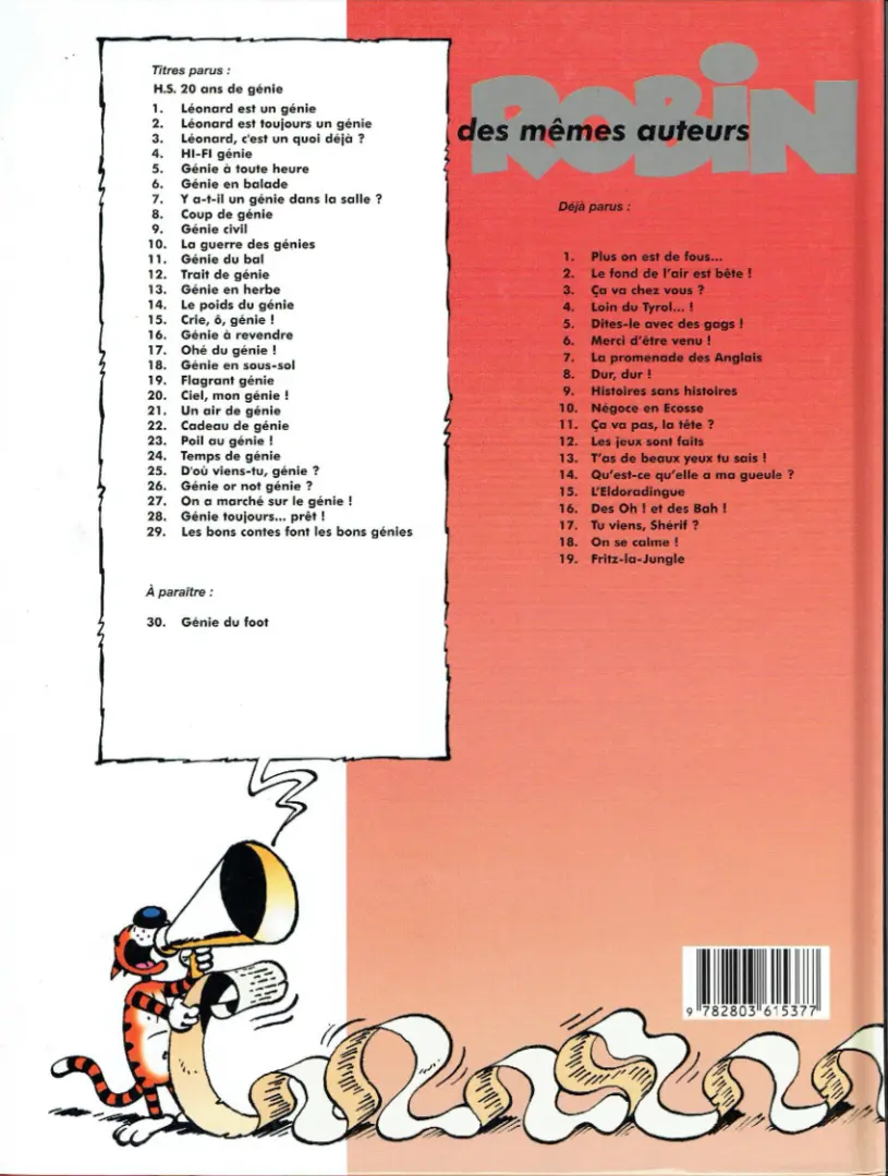 Verso de l'album Léonard Tome 18 Génie en sous-sol