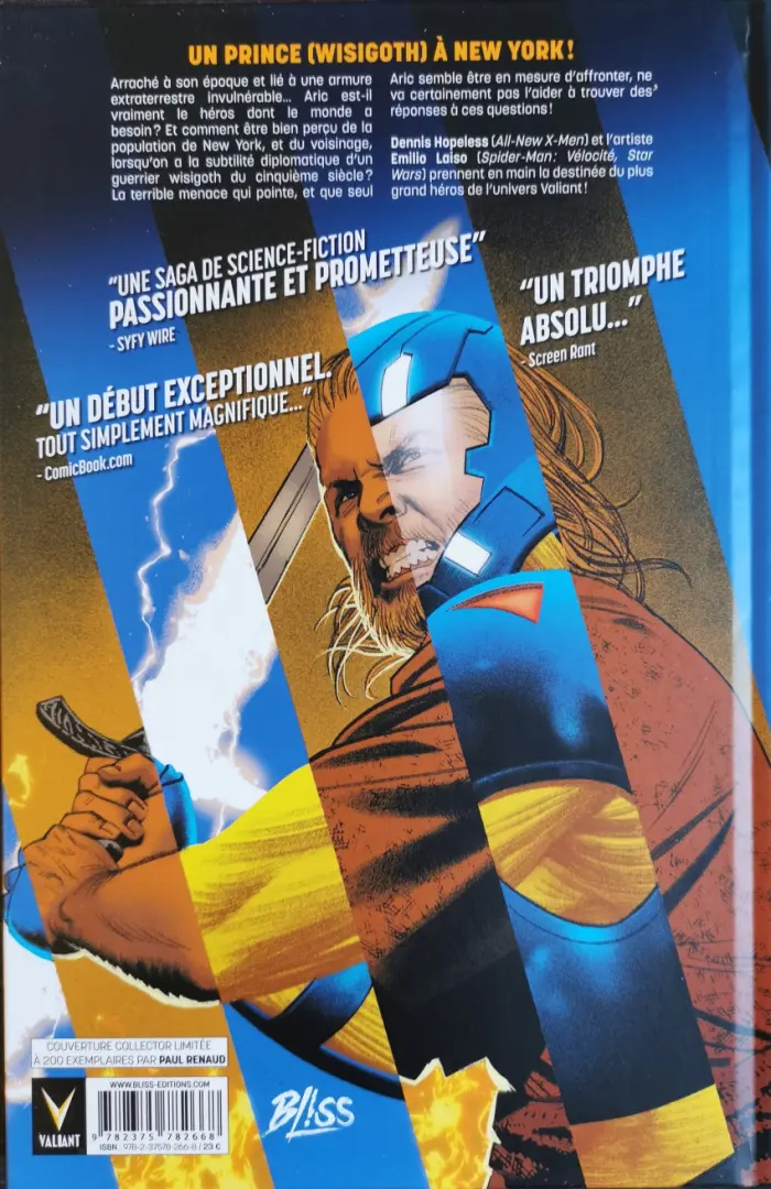 Verso de l'album X-O Manowar Tome 1