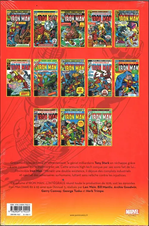 Verso de l'album Iron Man - L'Intégrale Tome 10 1976