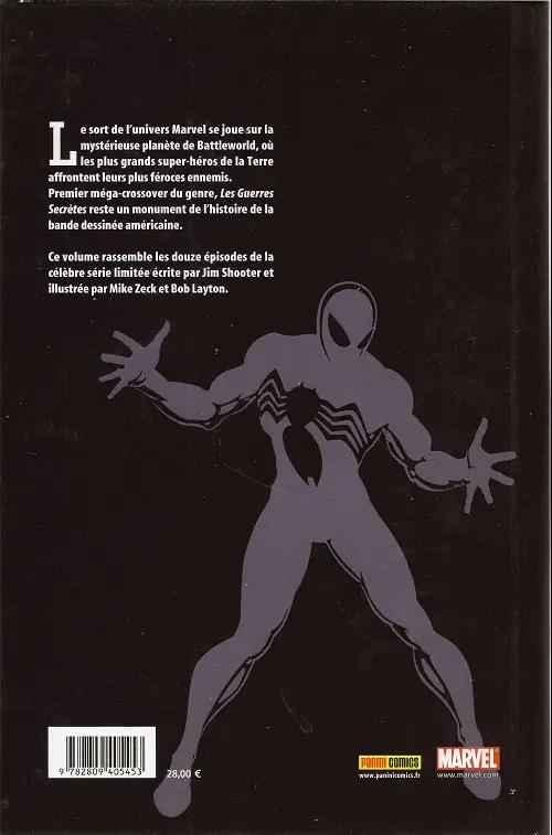 Verso de l'album Best of Marvel 12 Les guerres secrètes - C'est la guerre !
