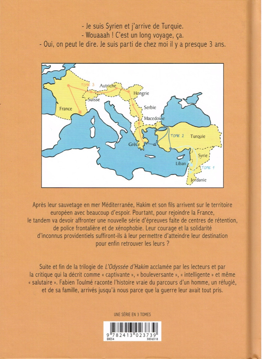 Verso de l'album L'Odyssée d'Hakim 3 De la Macédoine à la France
