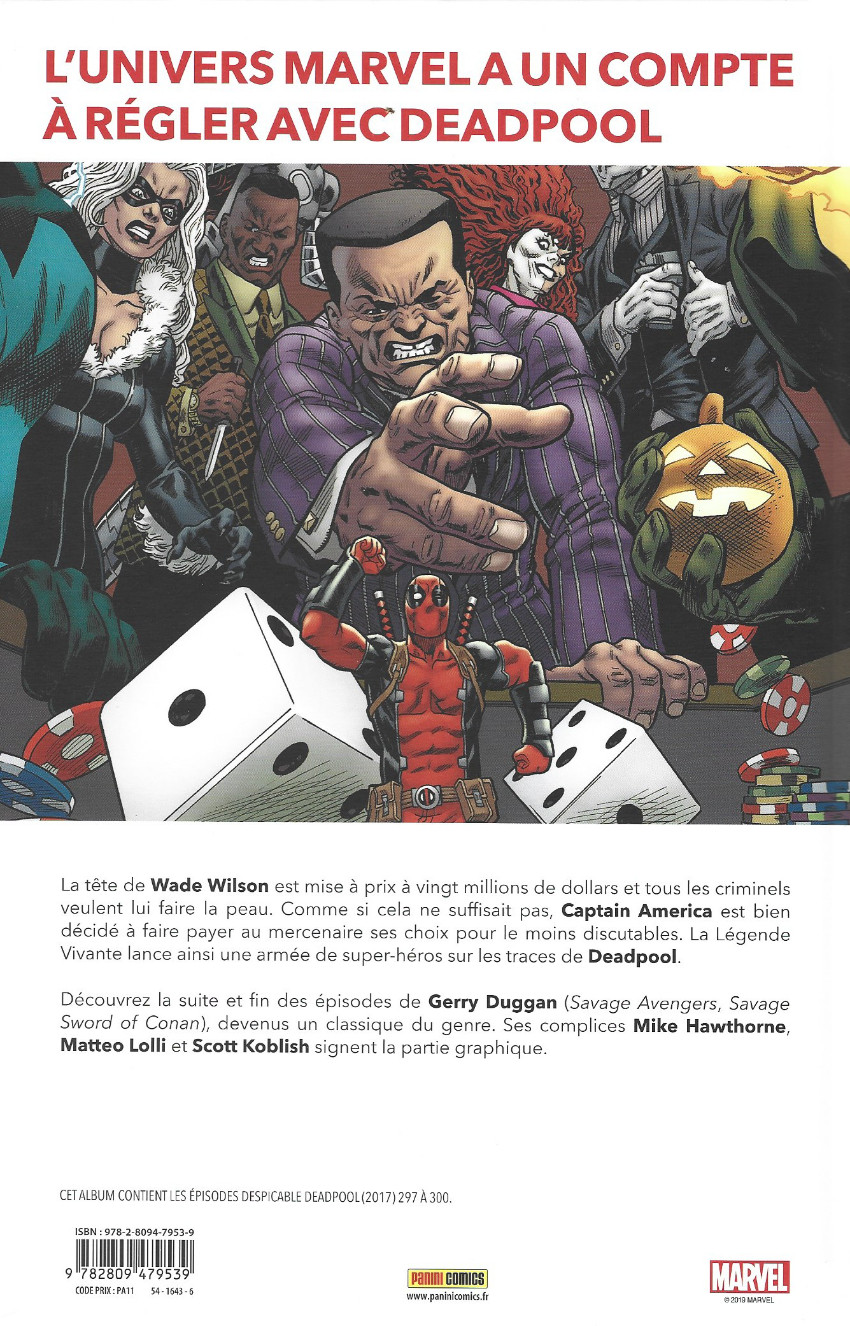 Verso de l'album Deadpool - Détestable Deadpool 3 L'Univers Marvel massacre Deadpool