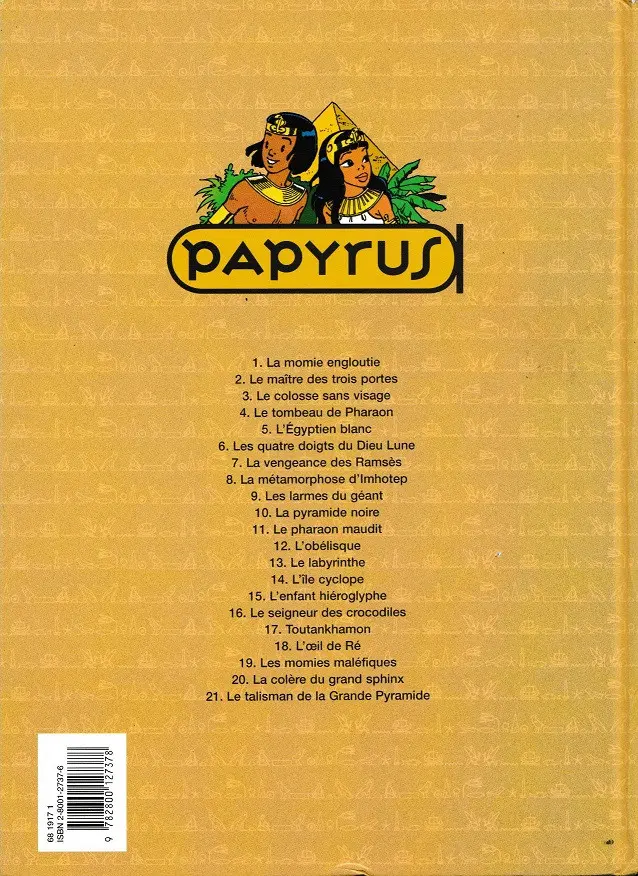 Verso de l'album Papyrus Tome 17 Toutankhamon le pharaon assassiné