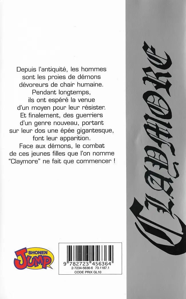 Verso de l'album Claymore Tome 1 La tueuse aux yeux d'argent