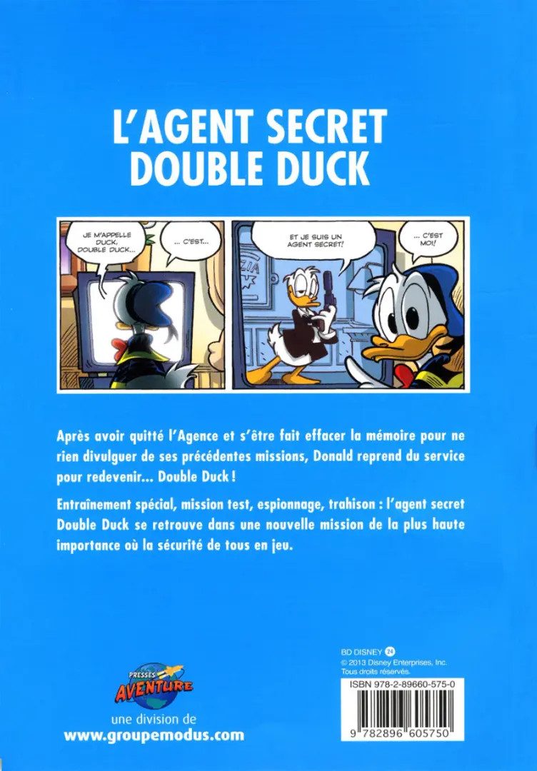 Verso de l'album BD Disney Tome 24 Donald - L'Agent secret Double Duck