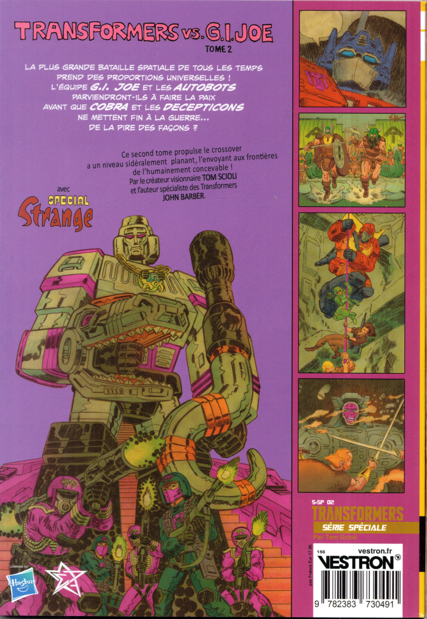 Verso de l'album Transformers VS G.I Joe Tome 2
