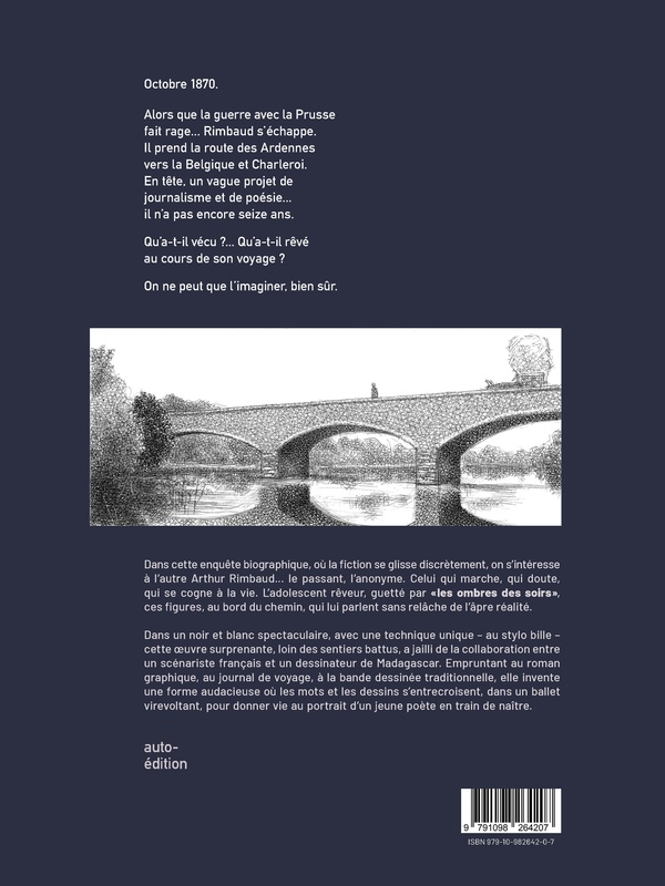 Verso de l'album Les ombres des soirs Une fugue d'Arthur Rimbaud