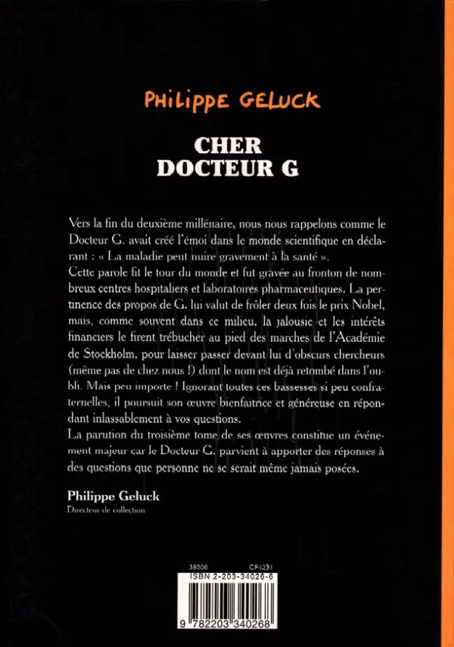 Verso de l'album Le Docteur G Tome 3 Cher Docteur G