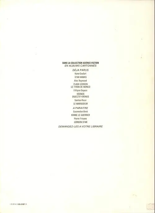 Verso de l'album Flash Gordon Dargaud Tome 2 Le Tyran de Mongo