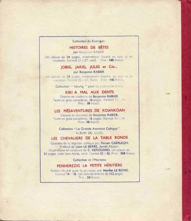 Verso de l'album Moutig & Bidorc'hig