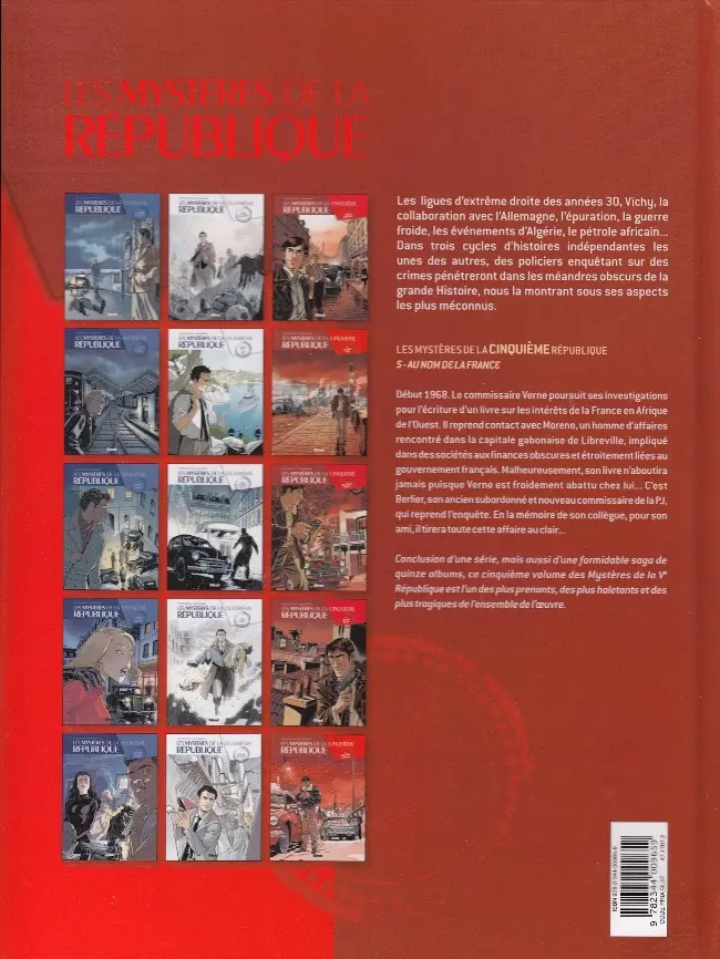 Verso de l'album Les Mystères de la Cinquième République Tome 5 Au nom de la France