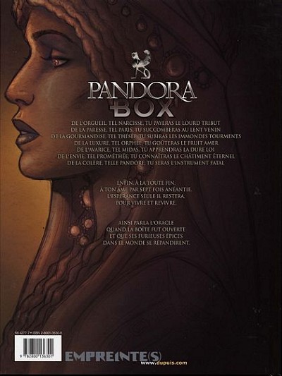 Verso de l'album Pandora Box Tome 3 La gourmandise