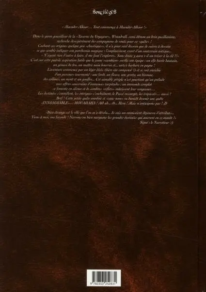 Verso de l'album Reflets d'Acide Tome 1 La quête sans nom