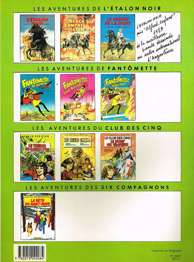 Verso de l'album Les Six compagnons Tome 1 La bête du Nant-Noir