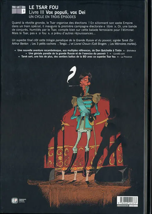 Verso de l'album Le tsar fou Tome 3 Vox populi, vox Dei