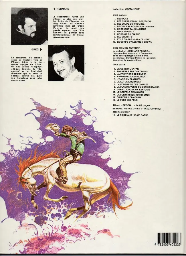 Verso de l'album Comanche Tome 8 Les shériffs