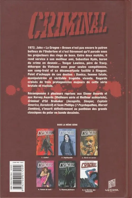 Verso de l'album Criminal Tome 3 Morts en sursis