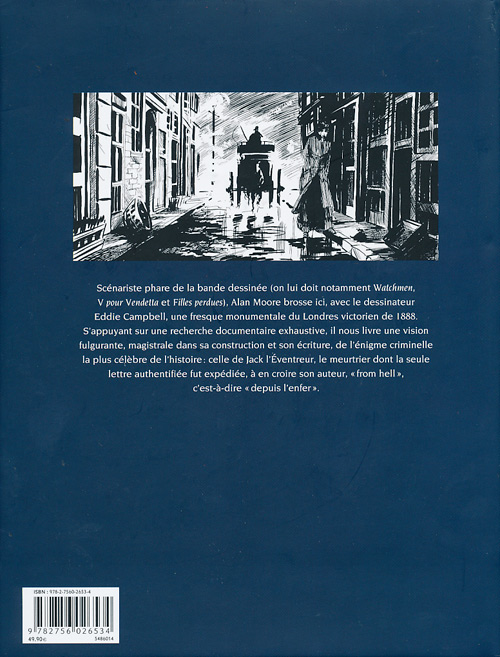 Verso de l'album From Hell Édition 25 ans Delcourt