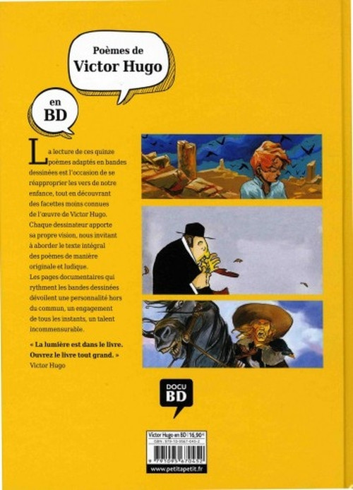 Verso de l'album Poèmes en bandes dessinées Poèmes de Victor Hugo en BD