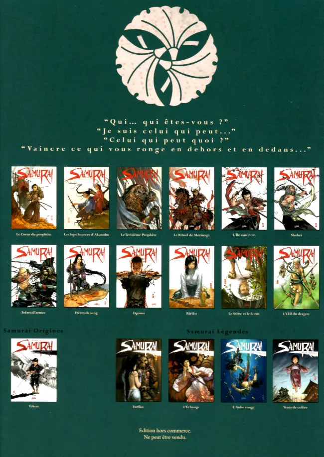 Verso de l'album Samurai Légendes Tome 2 L'échange