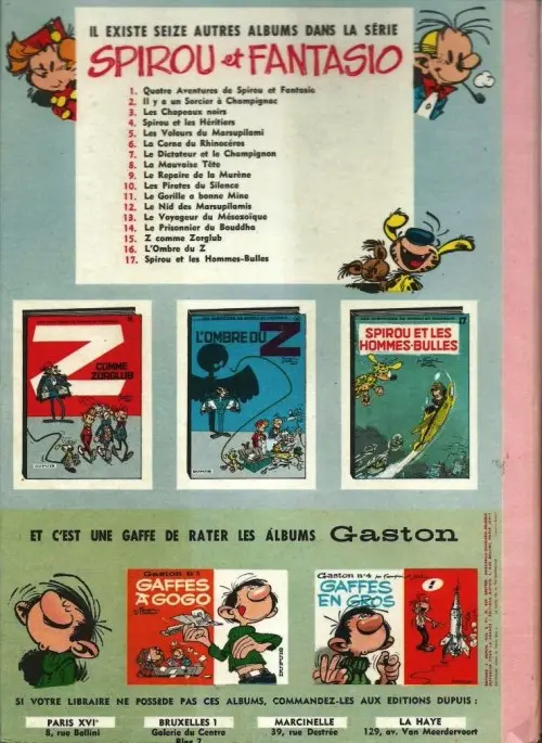 Verso de l'album Spirou et Fantasio Tome 2 Il y a un sorcier à Champignac