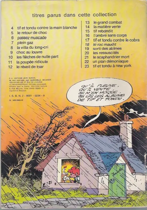 Verso de l'album Tif et Tondu Tome 4 Tif et Tondu contre la main blanche