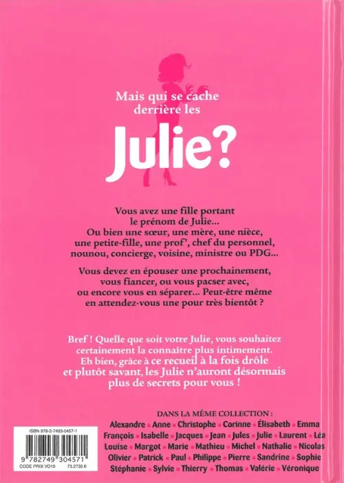 Verso de l'album L'Encyclopédie des prénoms en BD Tome 34 Julie