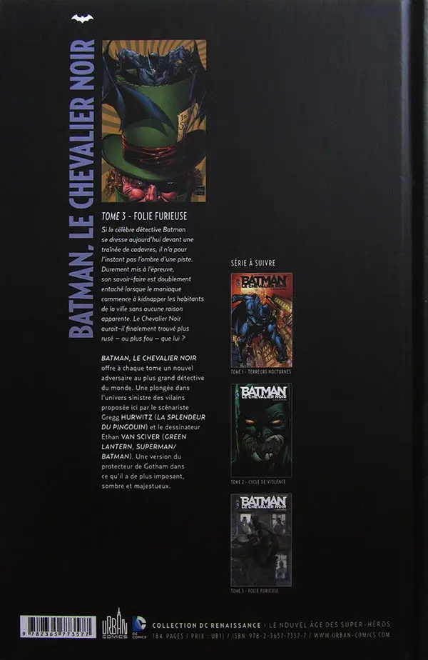 Verso de l'album Batman : Le Chevalier Noir Tome 3 Folie furieuse
