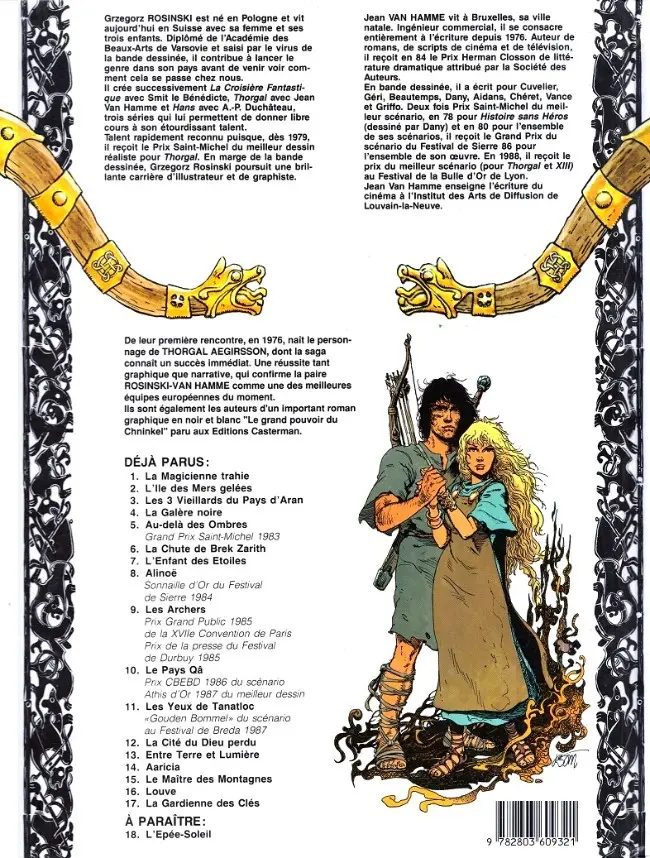 Verso de l'album Thorgal Tome 17 La gardienne des clés