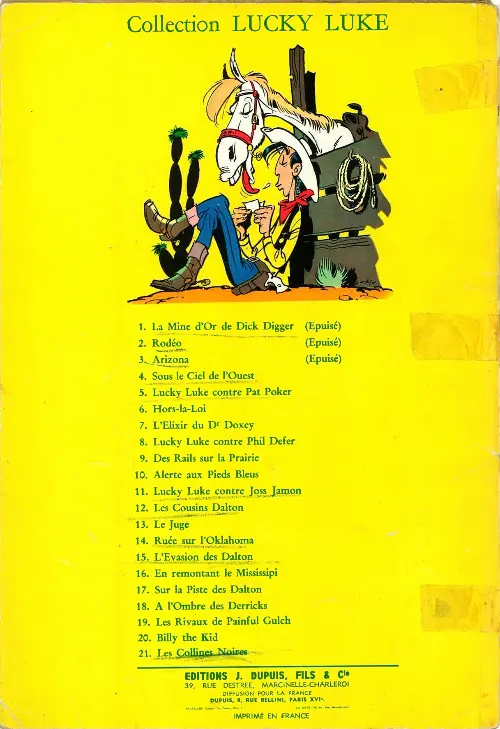 Verso de l'album Lucky Luke Tome 20 Billy the Kid