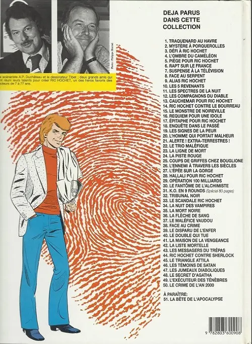 Verso de l'album Ric Hochet Tome 20 L'homme qui portait malheur