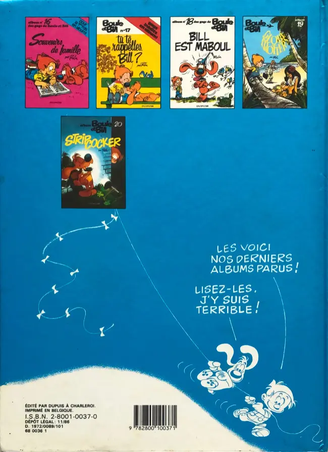 Verso de l'album Boule & Bill Tome 8 Papa, Maman, Boule... et Moi ! et Nous !