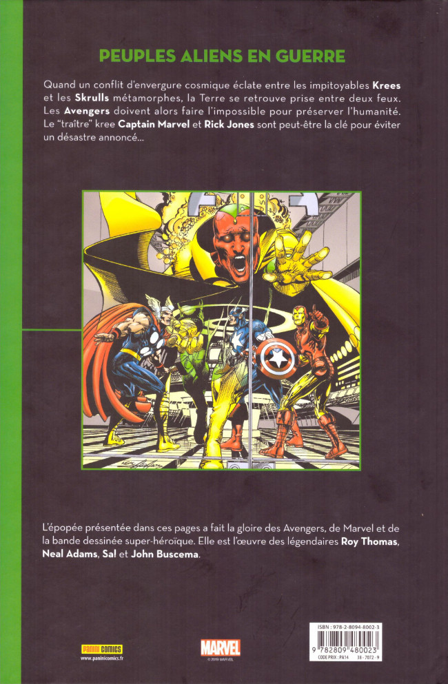 Verso de l'album Best of Marvel 18 Avengers : La Guerre Krees/Skrulls