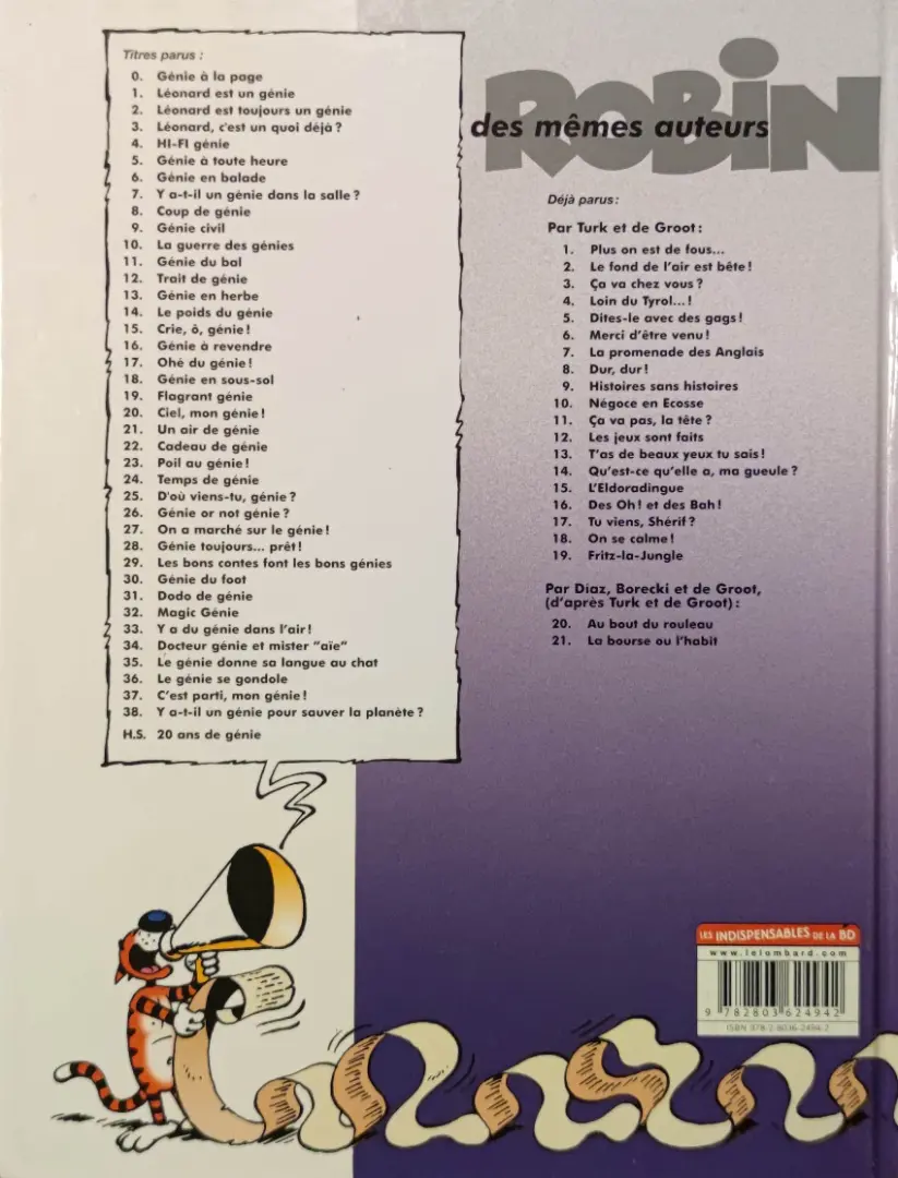 Verso de l'album Léonard Tome 34 Docteur génie et mister aïe