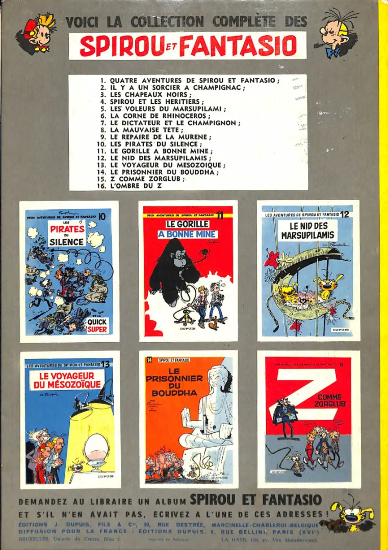 Verso de l'album Spirou et Fantasio Tome 9 Le repaire de la murène