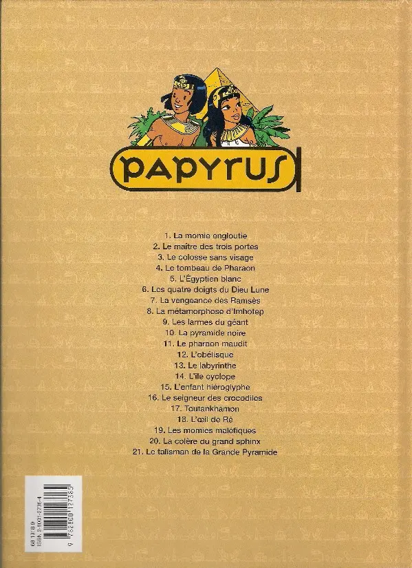 Verso de l'album Papyrus Tome 18 L'œil de Ré