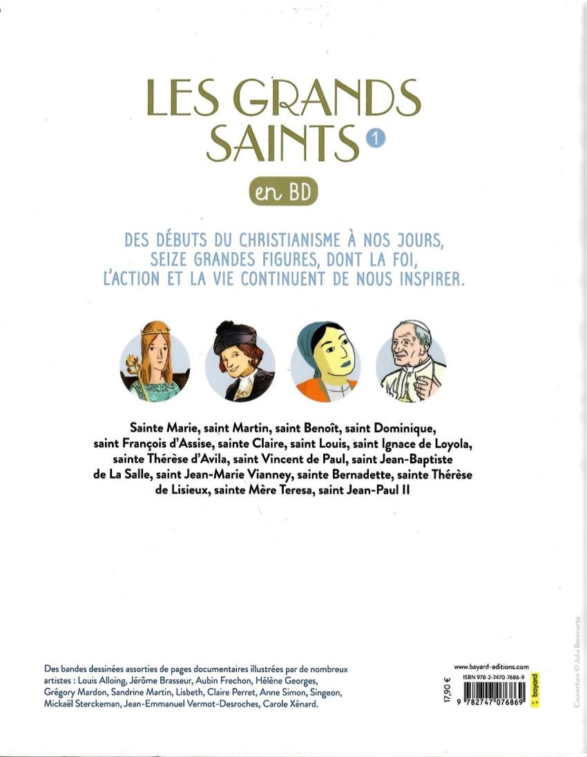 Verso de l'album Les grands Saints en BD 1