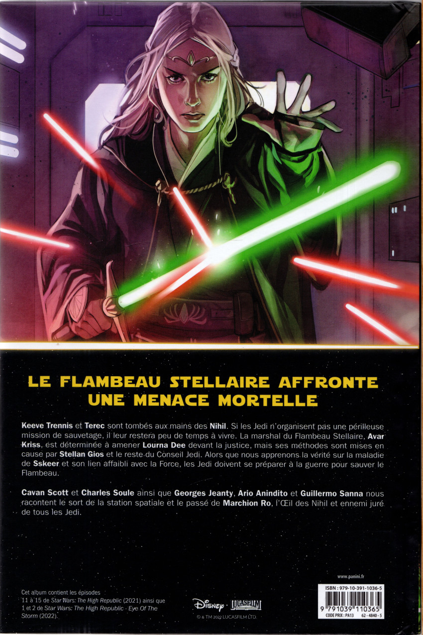 Verso de l'album Star Wars - La Haute République La fin des Jedi