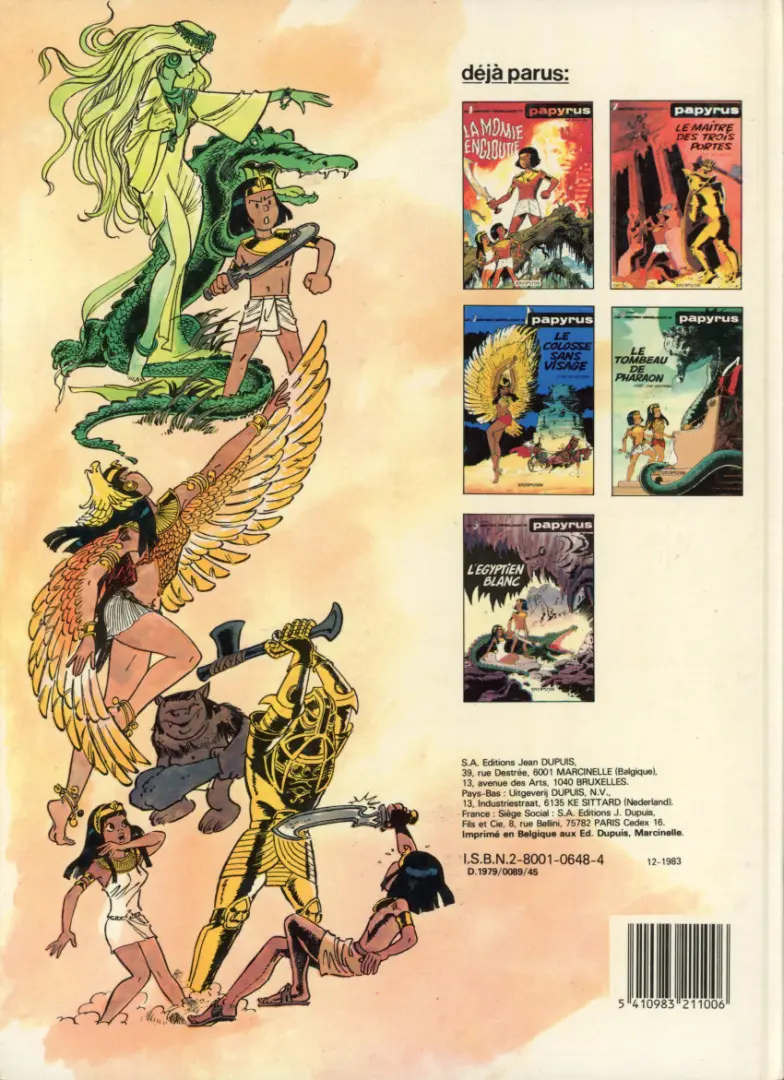 Verso de l'album Papyrus Tome 2 Le maître des trois portes