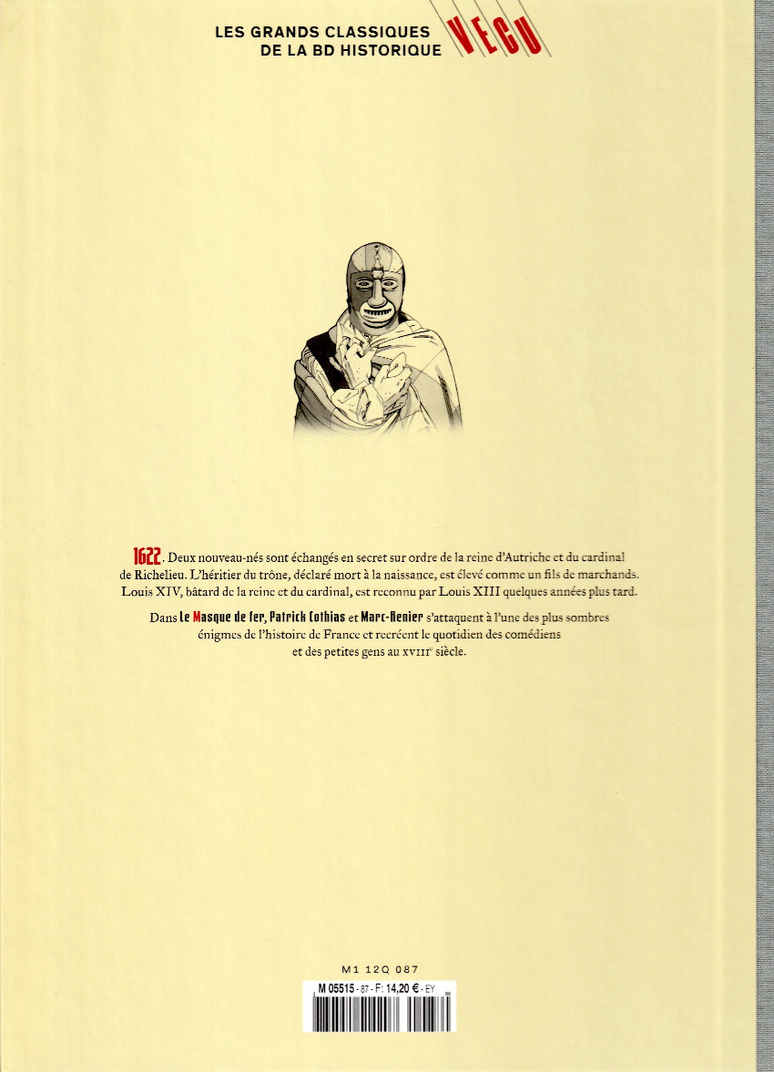 Verso de l'album Les grands Classiques de la BD Historique Vécu - La Collection Tome 88 Le masque de fer - Tome VI : Le Roi des comédiens