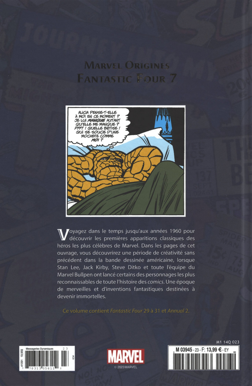 Verso de l'album Marvel Origines N° 23 Fantastic Four 7