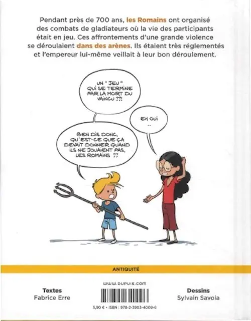 Verso de l'album Le Fil de l'Histoire 6 Les gladiateurs - Jeux de Romains