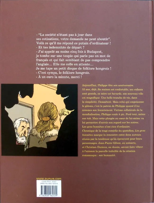 Verso de l'album Les Gens honnêtes Première partie