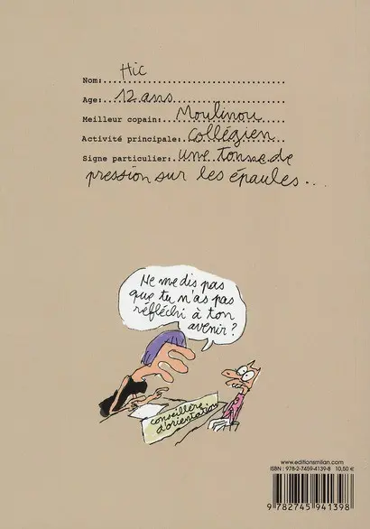 Verso de l'album Les aventures de Hic Les aventures de hic ; à bas la rentrée !
