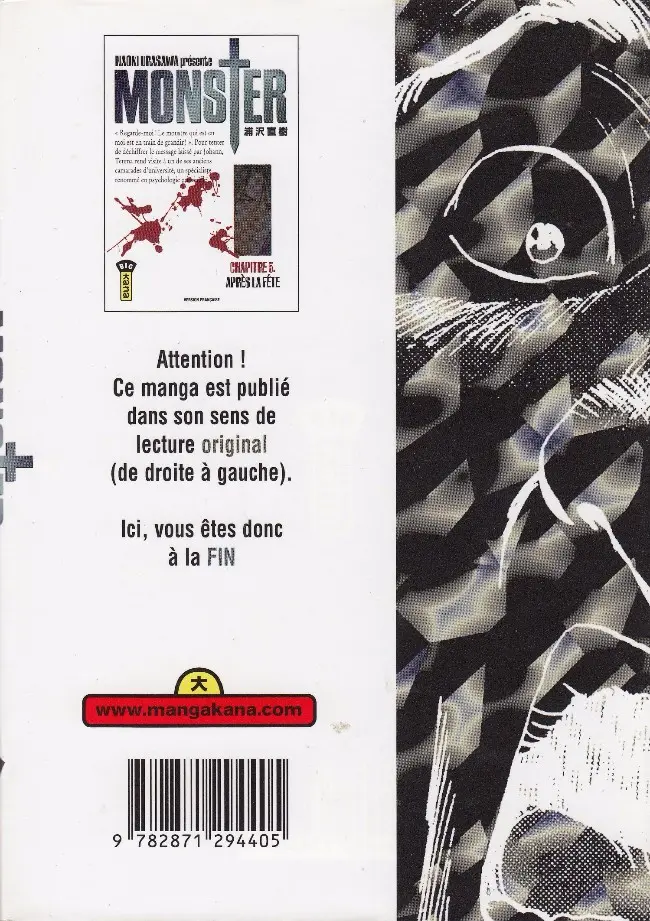 Verso de l'album Monster Chapitre 5 Après la fête