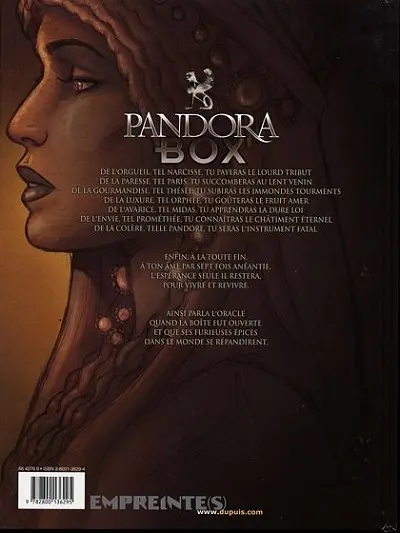 Verso de l'album Pandora Box Tome 4 La luxure