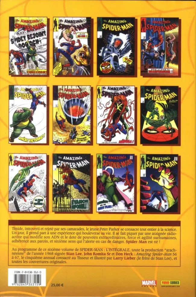 Verso de l'album Spider-Man - L'Intégrale Tome 6 1968